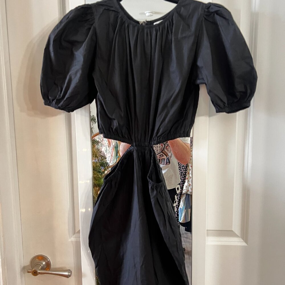 FAITHFULL THE BRAND Alessandria Cotton Midi-dress In Plain Black - Picture 4 of 7